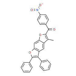 ChemSpider 2D Image | (3-Methyl-5,6-diphenylfuro[3,2-f][1]benzofuran-2-yl)(4-nitrophenyl)methanone | C30H19NO5