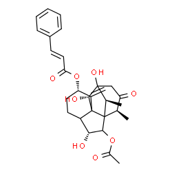 ChemSpider 2D Image | (3R,7S,10S,14S,15S)-2-Acetoxy-3,10,11-trihydroxy-14,15-dimethyl-8-methylene-13-oxotetracyclo[9.3.1.0~1,9~.0~4,9~]pentadec-7-yl (2E)-3-phenylacrylate | C29H34O8