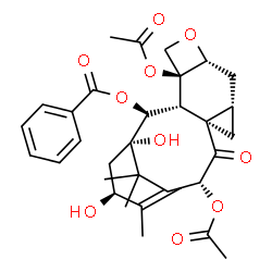 ChemSpider 2D Image | (2alpha,5beta,7beta,10beta,13alpha)-4,10-Diacetoxy-1,13-dihydroxy-9-oxo-5,20-epoxy-7,19-cyclotax-11-en-2-yl benzoate | C31H36O10