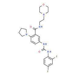 ChemSpider 2D Image | 5-{[(2,4-Difluorophenyl)carbamoyl]amino}-N-[2-(4-morpholinyl)ethyl]-2-(1-pyrrolidinyl)benzamide | C24H29F2N5O3