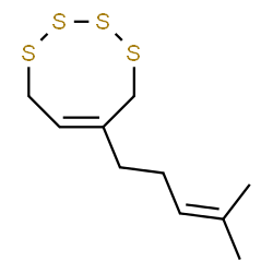 ChemSpider 2D Image | 5,8-Dihydro-6-(4-methyl-3-penten-1-yl)-1,2,3,4-tetrathiocin | C10H16S4