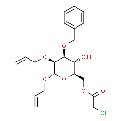 ChemSpider 2D Image | Allyl 2-O-allyl-3-O-benzyl-6-O-(chloroacetyl)-alpha-D-mannopyranoside | C21H27ClO7