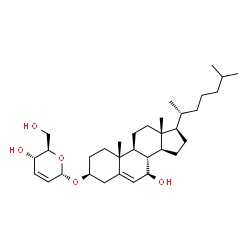 ChemSpider 2D Image | (3beta,7beta)-7-Hydroxycholest-5-en-3-yl 2,3-dideoxy-alpha-D-erythro-hex-2-enopyranoside | C33H54O5