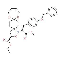 ChemSpider 2D Image | Ethyl (3R)-1-{(2S)-3-[4-(benzyloxy)phenyl]-1-methoxy-1-oxo-2-propanyl}-2,9,14-trioxa-1-azadispiro[4.2.6.2]hexadecane-3-carboxylate | C32H41NO8
