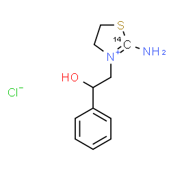 ChemSpider 2D Image | 2-Amino-3-(2-hydroxy-2-phenylethyl)(2-~14~C)-4,5-dihydro-1,3-thiazol-3-ium chloride | C1014CH15ClN2OS