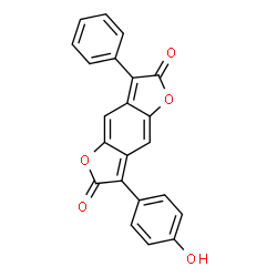 ChemSpider 2D Image | 3-(4-Hydroxyphenyl)-7-phenylfuro[2,3-f][1]benzofuran-2,6-dione | C22H12O5