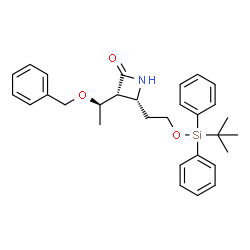 ChemSpider 2D Image | (3R,4R)-3-[(1R)-1-(Benzyloxy)ethyl]-4-(2-{[(2-methyl-2-propanyl)(diphenyl)silyl]oxy}ethyl)-2-azetidinone | C30H37NO3Si