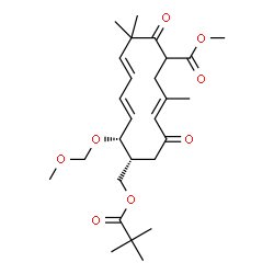 ChemSpider 2D Image | Methyl (3E,7R,8R,9E,11E)-7-{[(2,2-dimethylpropanoyl)oxy]methyl}-8-(methoxymethoxy)-3,13,13-trimethyl-5,14-dioxo-3,9,11-cyclotetradecatriene-1-carboxylate | C27H40O8
