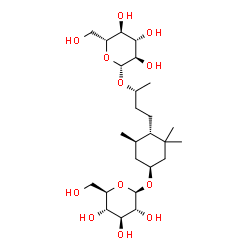ChemSpider 2D Image | (1S,4S,5R)-4-[(3R)-3-(beta-D-Glucopyranosyloxy)butyl]-3,3,5-trimethylcyclohexyl beta-D-glucopyranoside | C25H46O12