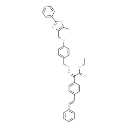 ChemSpider 2D Image | Ethyl (2Z)-[({4-[(5-methyl-2-phenyl-1,3-oxazol-4-yl)methoxy]benzyl}oxy)imino]{4-[(E)-2-phenylvinyl]phenyl}acetate | C36H32N2O5