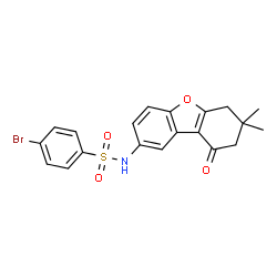 ChemSpider 2D Image | 4-Bromo-N-(7,7-dimethyl-9-oxo-6,7,8,9-tetrahydrodibenzo[b,d]furan-2-yl)benzenesulfonamide | C20H18BrNO4S