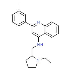 ChemSpider 2D Image | N-[(1-Ethyl-2-pyrrolidinyl)methyl]-2-(3-methylphenyl)-4-quinolinamine | C23H27N3