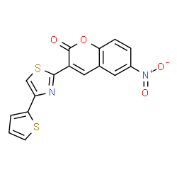 ChemSpider 2D Image | 6-Nitro-3-[4-(2-thienyl)-1,3-thiazol-2-yl]-2H-chromen-2-one | C16H8N2O4S2
