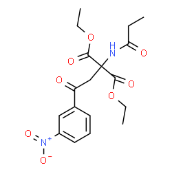 ChemSpider 2D Image | Diethyl [2-(3-nitrophenyl)-2-oxoethyl](propionylamino)malonate | C18H22N2O8