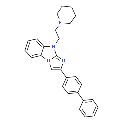ChemSpider 2D Image | 2-(4-Biphenylyl)-9-[2-(1-piperidinyl)ethyl]-9H-imidazo[1,2-a]benzimidazole | C28H28N4