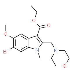 ChemSpider 2D Image | Ethyl 6-bromo-5-methoxy-1-methyl-2-(4-morpholinylmethyl)-1H-indole-3-carboxylate | C18H23BrN2O4
