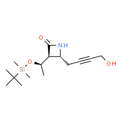 ChemSpider 2D Image | (3S,4R)-3-[(1R)-1-{[Dimethyl(2-methyl-2-propanyl)silyl]oxy}ethyl]-4-(4-hydroxy-2-butyn-1-yl)-2-azetidinone | C15H27NO3Si