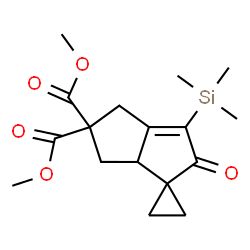 ChemSpider 2D Image | Dimethyl 2'-oxo-3'-(trimethylsilyl)-2',4',6',6a'-tetrahydro-5'H-spiro[cyclopropane-1,1'-pentalene]-5',5'-dicarboxylate | C17H24O5Si
