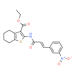 ChemSpider 2D Image | ethyl 2-[(2E)-3-(3-nitrophenyl)prop-2-enamido]-4,5,6,7-tetrahydro-1-benzothiophene-3-carboxylate | C20H20N2O5S