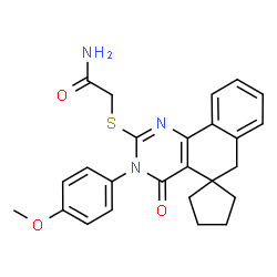 ChemSpider 2D Image | 2-{[3-(4-Methoxyphenyl)-4-oxo-4,6-dihydro-3H-spiro[benzo[h]quinazoline-5,1'-cyclopentan]-2-yl]sulfanyl}acetamide | C25H25N3O3S