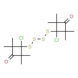 ChemSpider 2D Image | 3,3'-(1,4-Tetrasulfanediyl)bis(3-chloro-2,2,4,4-tetramethylcyclobutanone) | C16H24Cl2O2S4