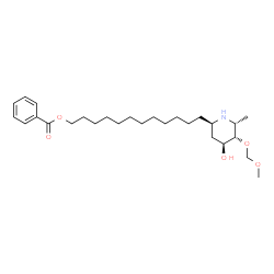 ChemSpider 2D Image | 12-[(2R,4S,5S,6R)-4-Hydroxy-5-(methoxymethoxy)-6-methyl-2-piperidinyl]dodecyl benzoate | C27H45NO5