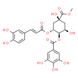 ChemSpider 2D Image | (1R,2R,4S,6R)-2-{[(2E)-3-(3,4-Dihydroxyphenyl)-2-propenoyl]oxy}-4,6-dihydroxy-4-(methoxycarbonyl)cyclohexyl 3,4,5-trihydroxybenzoate | C24H24O13