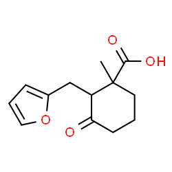 ChemSpider 2D Image | 2-(2-Furylmethyl)-1-methyl-3-oxocyclohexanecarboxylic acid | C13H16O4