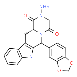 ChemSpider 2D Image | (12aR)-2-Amino-6-(1,3-benzodioxol-5-yl)-2,3,6,7,12,12a-hexahydropyrazino[1',2':1,6]pyrido[3,4-b]indole-1,4-dione | C21H18N4O4