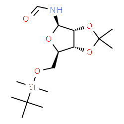 ChemSpider 2D Image | 5-O-[Dimethyl(2-methyl-2-propanyl)silyl]-N-formyl-2,3-O-isopropylidene-beta-D-ribofuranosylamine | C15H29NO5Si