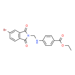 ChemSpider 2D Image | Ethyl 4-{[(5-bromo-1,3-dioxo-1,3-dihydro-2H-isoindol-2-yl)methyl]amino}benzoate | C18H15BrN2O4