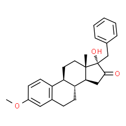 ChemSpider 2D Image | (17alpha)-17-Benzyl-17-hydroxy-3-methoxyestra-1,3,5(10)-trien-16-one | C26H30O3