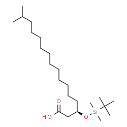 ChemSpider 2D Image | (3R)-3-{[Dimethyl(2-methyl-2-propanyl)silyl]oxy}-15-methylhexadecanoic acid | C23H48O3Si