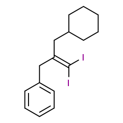 ChemSpider 2D Image | [2-(Cyclohexylmethyl)-3,3-diiodo-2-propen-1-yl]benzene | C16H20I2