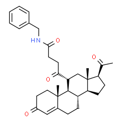 ChemSpider 2D Image | N-Benzyl-4-[(11alpha)-3,20-dioxopregn-4-en-11-yl]-4-oxobutanamide | C32H41NO4