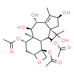 ChemSpider 2D Image | (2aR,4S,4aR,5R,6R,8S,9aS,10S,10aR,10bS)-5,6,8-Trihydroxy-9a-(2-hydroxy-2-propanyl)-4a,7-dimethyl-3,4,4a,5,6,8,9,9a,10,10a-decahydro-1H-azuleno[5',6':3,4]benzo[1,2-b]oxete-4,10,10b(2aH)-triyl triacetat
e | C26H38O11