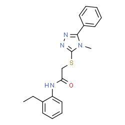 ChemSpider 2D Image | N-(2-Ethylphenyl)-2-[(4-methyl-5-phenyl-4H-1,2,4-triazol-3-yl)sulfanyl]acetamide | C19H20N4OS