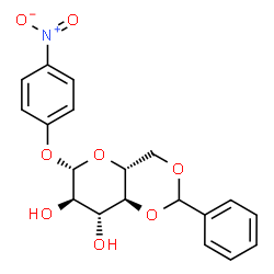 ChemSpider 2D Image | 4-Nitrophenyl 4,6-O-benzylidene-beta-D-glucopyranoside | C19H19NO8