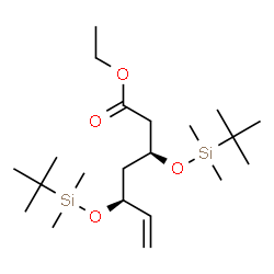 ChemSpider 2D Image | Ethyl (3S,5S)-3,5-bis{[dimethyl(2-methyl-2-propanyl)silyl]oxy}-6-heptenoate | C21H44O4Si2