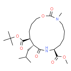 ChemSpider 2D Image | 8-Methyl 12-(2-methyl-2-propanyl) (8S,11R,12S)-11-isobutyl-3-methyl-2,10-dioxo-1-oxa-3,9-diazacyclopentadecane-8,12-dicarboxylate | C24H42N2O7