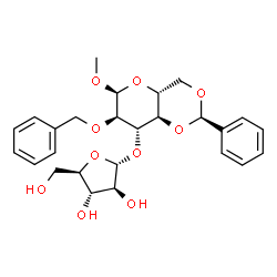 ChemSpider 2D Image | Methyl 3-O-alpha-D-arabinofuranosyl-2-O-benzyl-4,6-O-benzylidene-alpha-D-glucopyranoside | C26H32O10