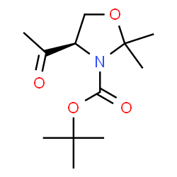 ChemSpider 2D Image | tert-butyl (4R)-4-acetyl-2,2-dimethyl-1,3-oxazolidine-3-carboxylate | C12H21NO4