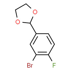 ChemSpider 2D Image | 2-(3-Bromo-4-fluorophenyl)-1,3-dioxolane | C9H8BrFO2