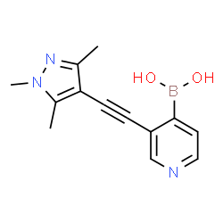 ChemSpider 2D Image | {3-[(1,3,5-Trimethyl-1H-pyrazol-4-yl)ethynyl]-4-pyridinyl}boronic acid | C13H14BN3O2