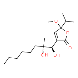 ChemSpider 2D Image | 3-[(1R,2S)-1,2-Dihydroxy-2-methyloctyl]-5-isopropyl-5-methoxy-2(5H)-furanone | C17H30O5