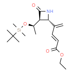 ChemSpider 2D Image | Ethyl (2E)-4-{(2S,3S)-3-[(1R)-1-{[dimethyl(2-methyl-2-propanyl)silyl]oxy}ethyl]-4-oxo-2-azetidinyl}-2,4-pentadienoate | C18H31NO4Si