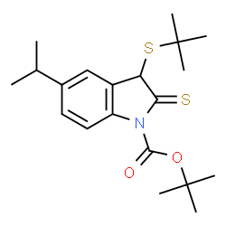 ChemSpider 2D Image | 2-Methyl-2-propanyl 5-isopropyl-3-[(2-methyl-2-propanyl)sulfanyl]-2-thioxo-1-indolinecarboxylate | C20H29NO2S2