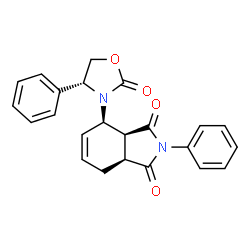 ChemSpider 2D Image | (3aS,4R,7aS)-4-[(4R)-2-Oxo-4-phenyl-1,3-oxazolidin-3-yl]-2-phenyl-3a,4,7,7a-tetrahydro-1H-isoindole-1,3(2H)-dione | C23H20N2O4