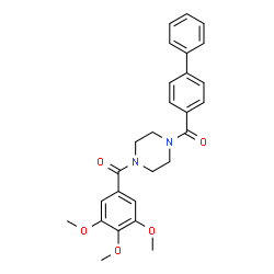 ChemSpider 2D Image | 4-Biphenylyl[4-(3,4,5-trimethoxybenzoyl)-1-piperazinyl]methanone | C27H28N2O5