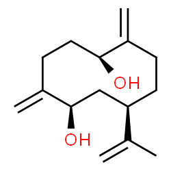 ChemSpider 2D Image | (1R,5S,9R)-9-Isopropenyl-2,6-bis(methylene)-1,5-cyclodecanediol | C15H24O2